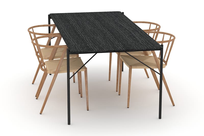 Thars Spisebord 200 cm med 4 Winston Spisestoler - Svart - Spisegrupper
