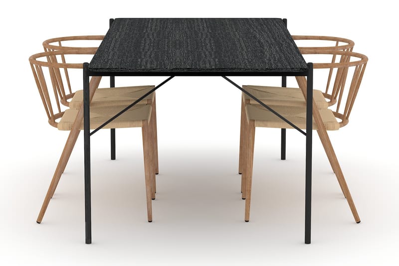 Thars Spisebord 200 cm med 4 Winston Spisestoler - Svart - Spisegrupper