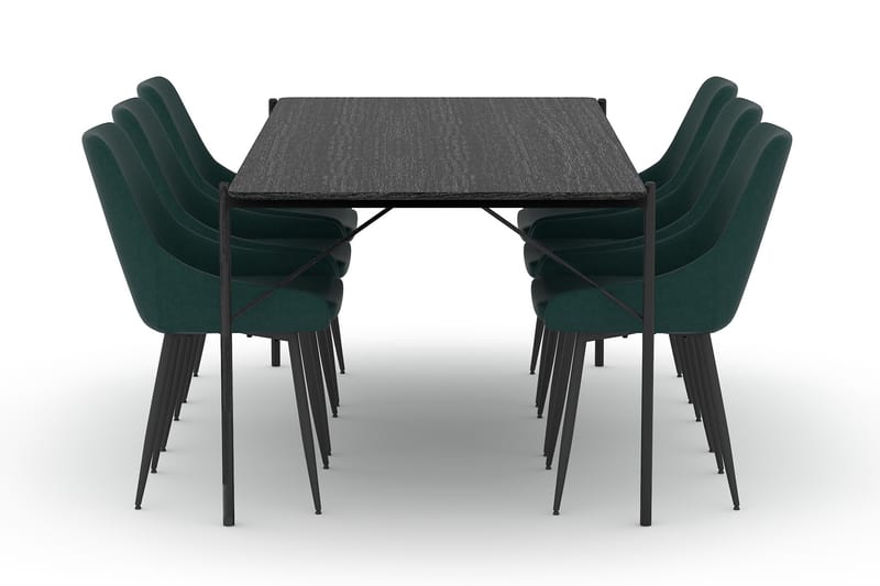 Thars Spisebord 200 cm med 6 Alsarp Kjøkkenstoler - Svart - Spisegrupper