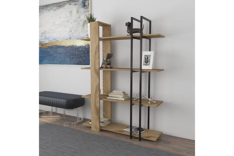 Thyra Bokhylle 120 cm - Eik/Sort - Oppbevaring - Hyller - Bokhylle