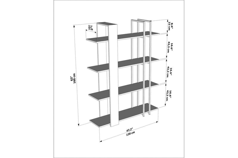 Thyra Bokhylle 120 cm - Eik/Sort - Oppbevaring - Hyller - Bokhylle