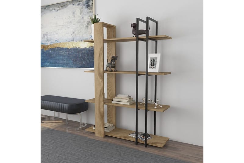 Thyra Bokhylle 120 cm - Eik/Sort - Oppbevaring - Hyller - Bokhylle