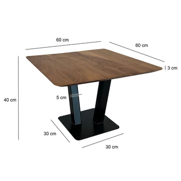 Thyris sofabord 60 cm kvadratisk - Varm brun og svart - Møbler - Bord - Sofabord