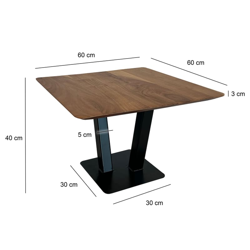 Thyris sofabord 60 cm kvadratisk - Varm brun og svart - Møbler - Bord - Sofabord