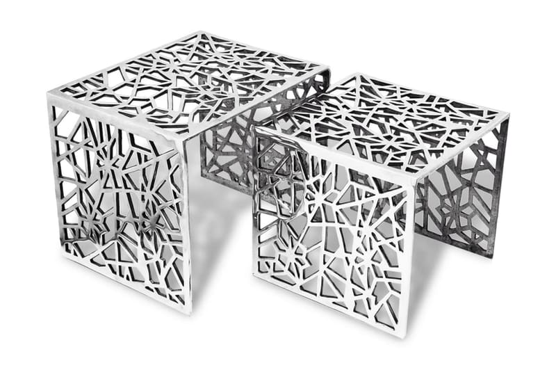 To-delers Sidebord Kvadratisk Aluminium Sølv - Sølv - Sofabord