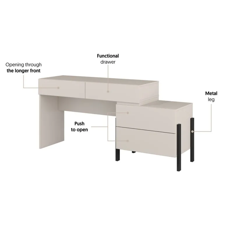 Toalettbord Jukon S med 4 skuffer - Møbler - Bord - Sminkebord & toalettbord