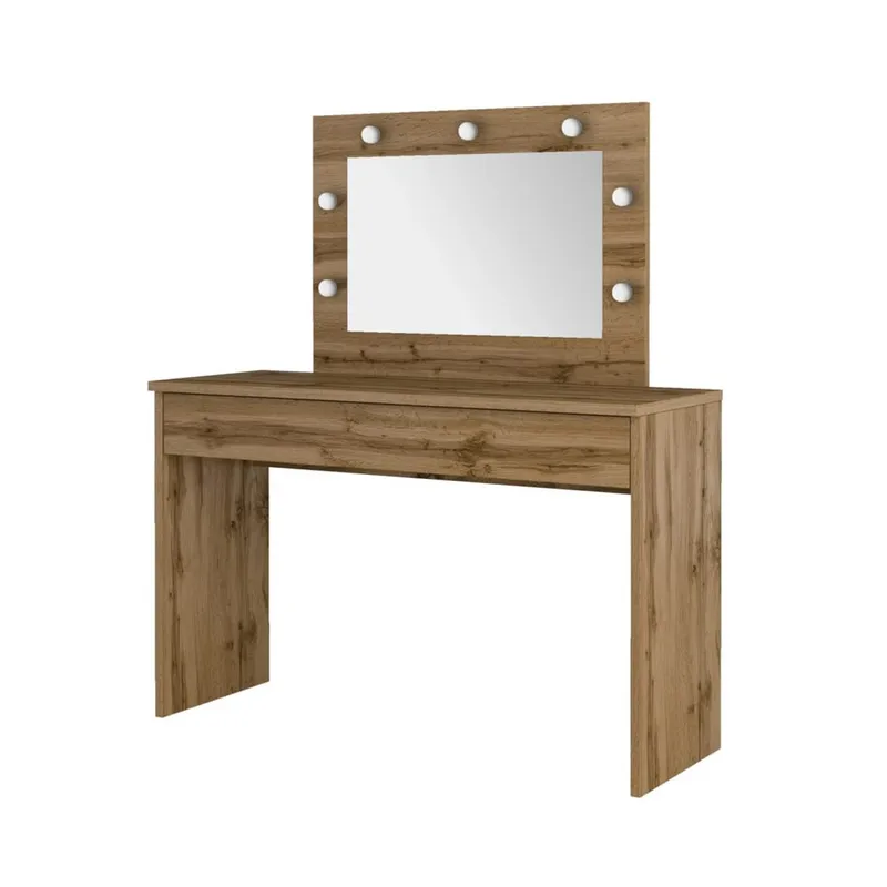 Toalettbord med speil Eva 1 skuff - Wotan eik - Møbler - Bord - Sminkebord & toalettbord