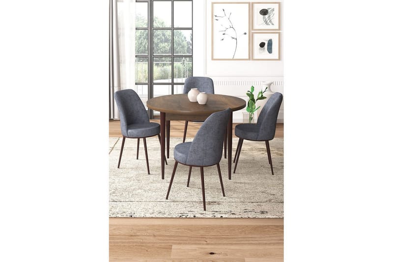 Tor Spisegruppe 4-seter - Brun/Grå - Møbler - Bord - Spisegrupper