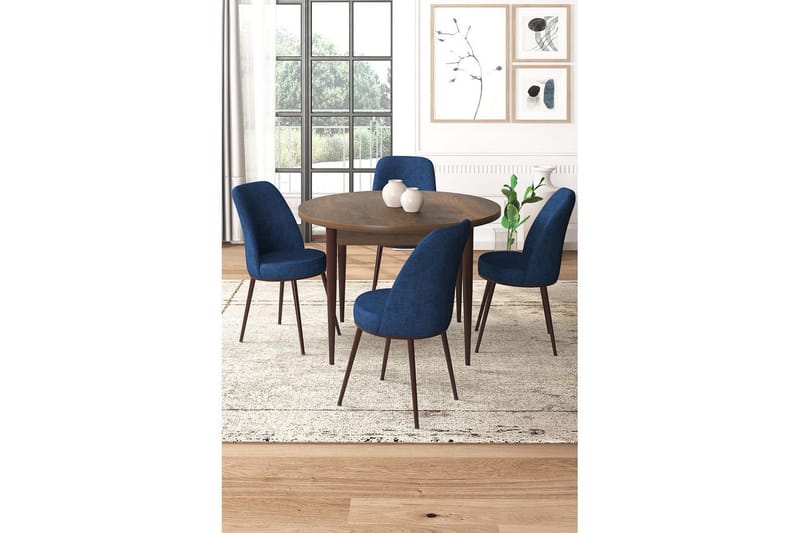 Tor Spisegruppe 4-seter - Brun/Marineblå - Møbler - Bord - Spisegrupper