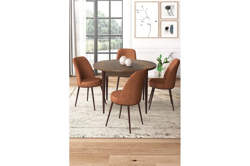 Tor Spisegruppe 4-seter - Brun/Rød - Møbler - Bord - Spisegrupper