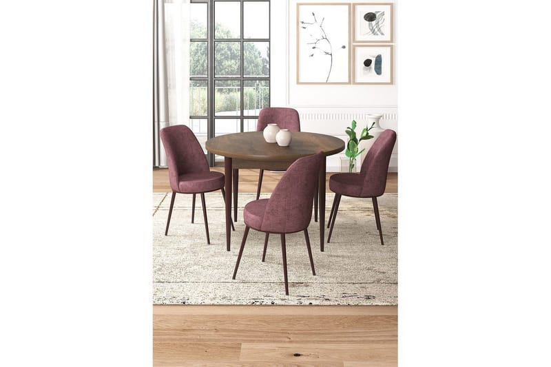 Tor Spisegruppe 4-seter - Brun/Rosa - Møbler - Bord - Spisegrupper