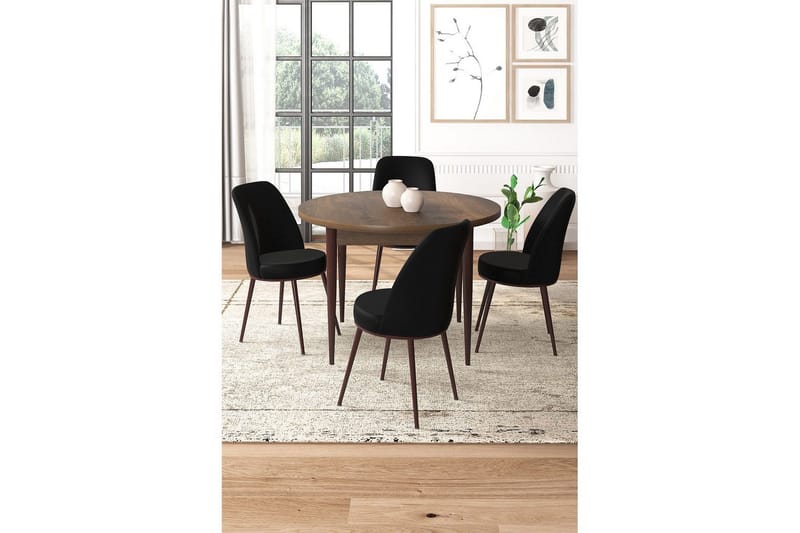Tor Spisegruppe 4-seter - Brun/Svart - Møbler - Bord - Spisegrupper