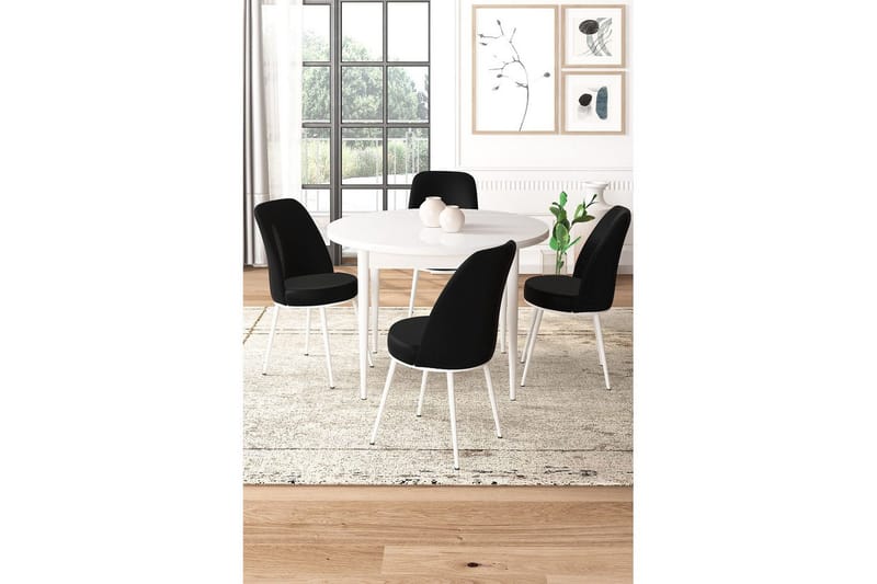 Tor Spisegruppe 4-seter - Hvit/Svart - Møbler - Bord - Spisegrupper