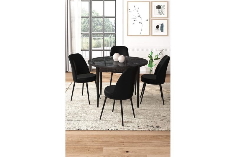 Tor Spisegruppe 4-seter - Svart - Møbler - Bord - Spisegrupper