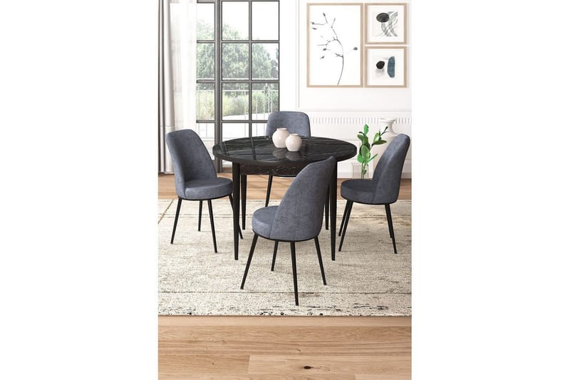 Tor Spisegruppe 4-seter - Svart/Grå - Møbler - Bord - Spisegrupper