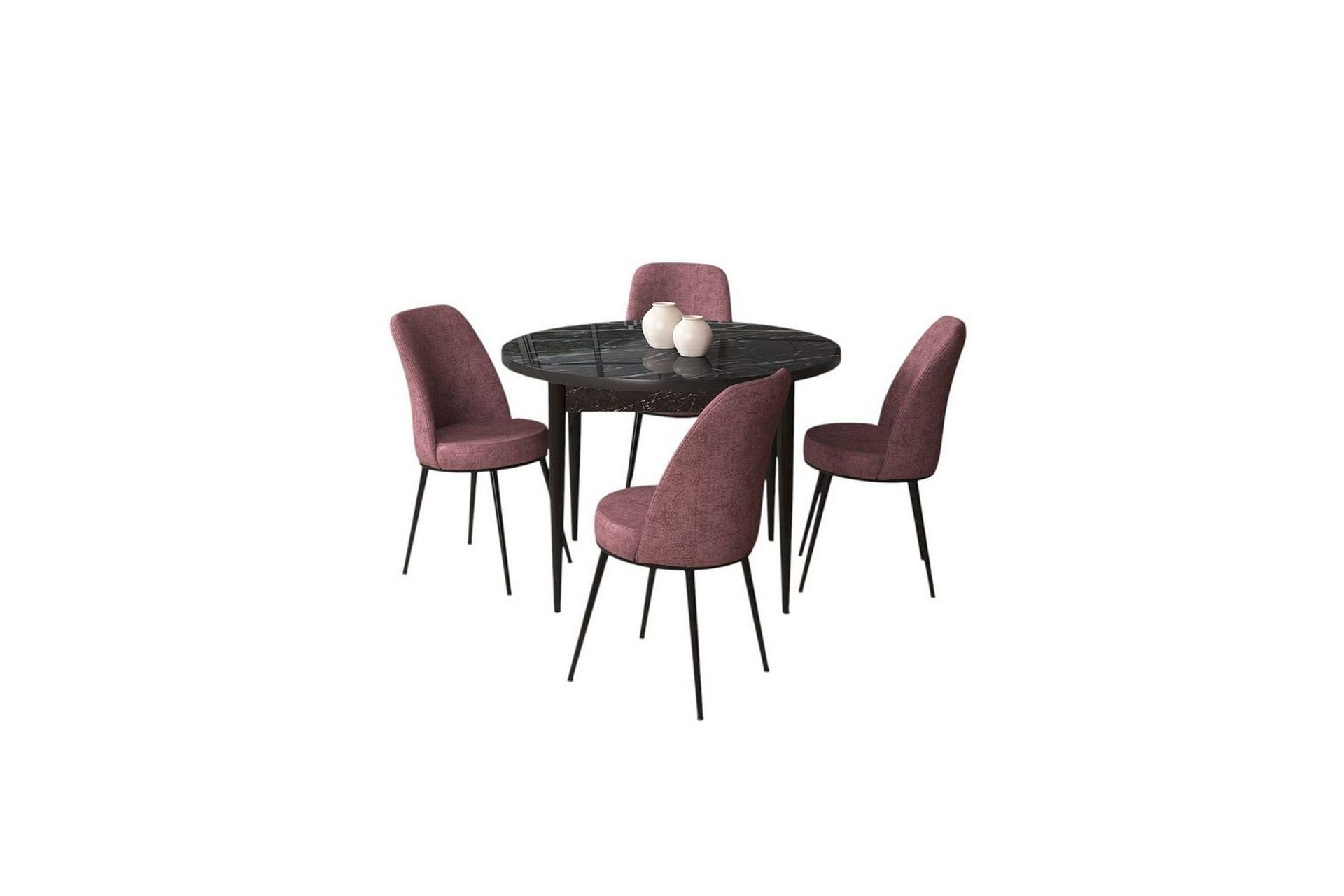 Tor Spisegruppe 4-seter - Svart/Rosa