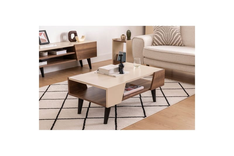 Torin Stuebord 90 cm - Valnøtt/Beige - Møbler - Bord - Sofabord