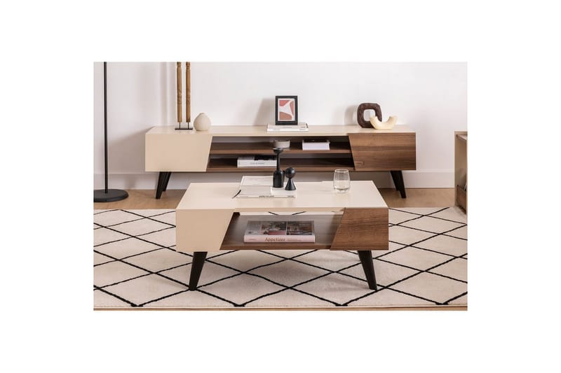 Torin Stuebord 90 cm - Valnøtt/Beige - Møbler - Bord - Sofabord