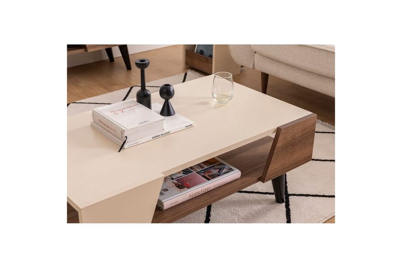 Torin Stuebord 90 cm - Valnøtt/Beige - Møbler - Bord - Sofabord