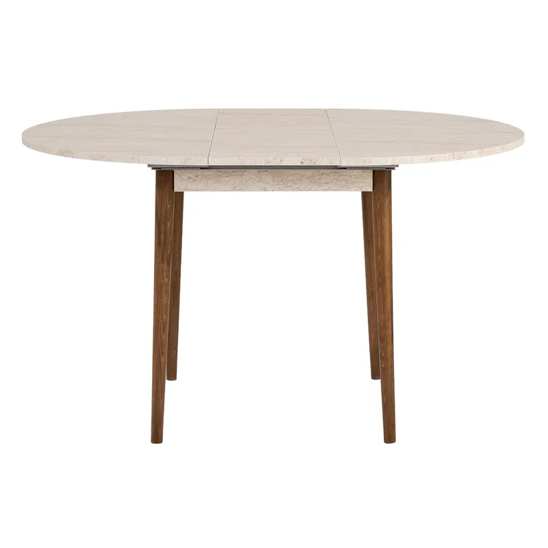 Tralven spisebord 131 cm rundt - Travertin og Valnøtt - Møbler - Bord - Spisebord & kjøkkenbord