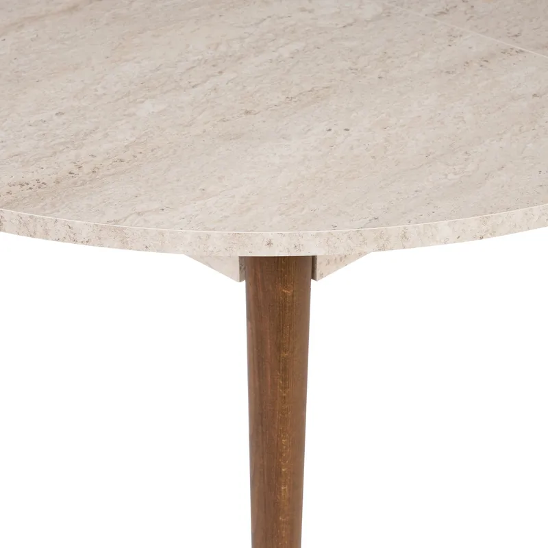 Tralven spisebord 131 cm rundt - Travertin og Valnøtt - Møbler - Bord - Spisebord & kjøkkenbord