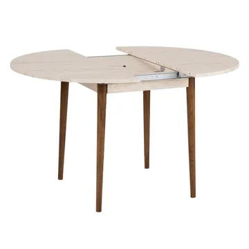 Tralven spisebord 131 cm rundt - Travertin og Valnøtt - Møbler - Bord - Spisebord & kjøkkenbord