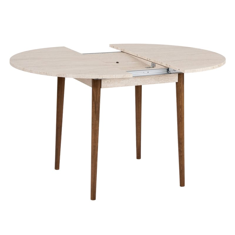 Tralven spisebord 131 cm rundt - Travertin og Valnøtt - Møbler - Bord - Spisebord & kjøkkenbord