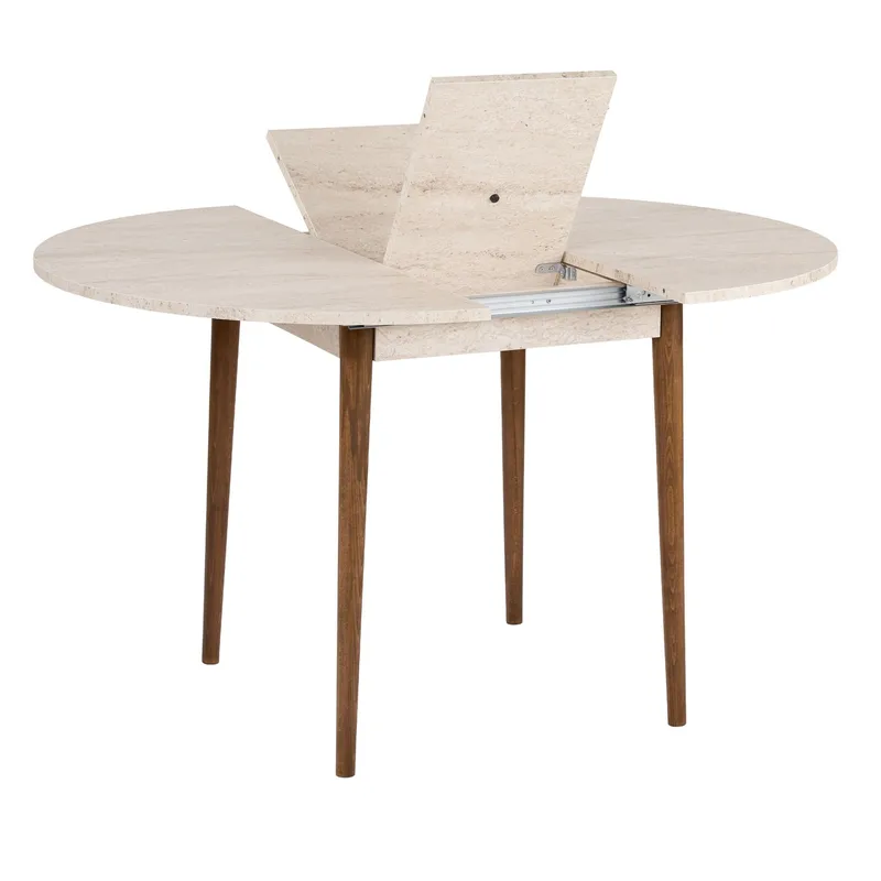 Tralven spisebord 131 cm rundt - Travertin og Valnøtt - Møbler - Bord - Spisebord & kjøkkenbord