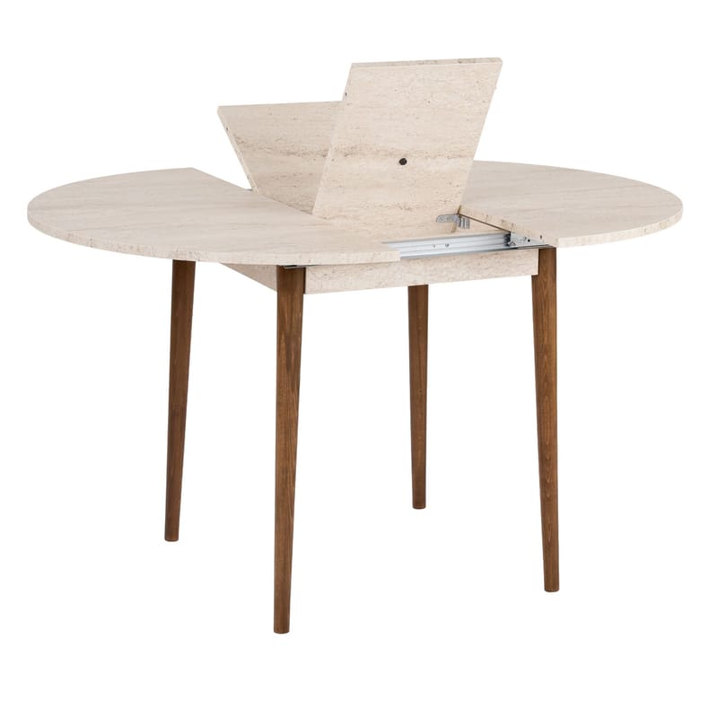 Tralven spisebord 131 cm rundt - Travertin og Valnøtt - Møbler - Bord - Spisebord & kjøkkenbord