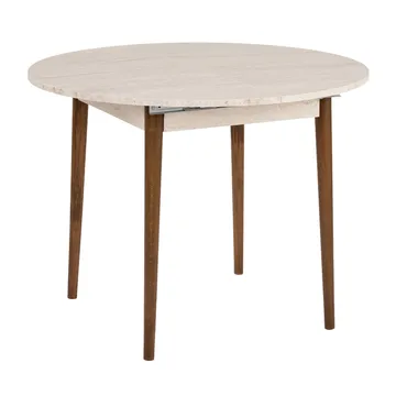 Tralven spisebord 131 cm rundt - Travertin og Valnøtt - Møbler - Bord - Spisebord & kjøkkenbord
