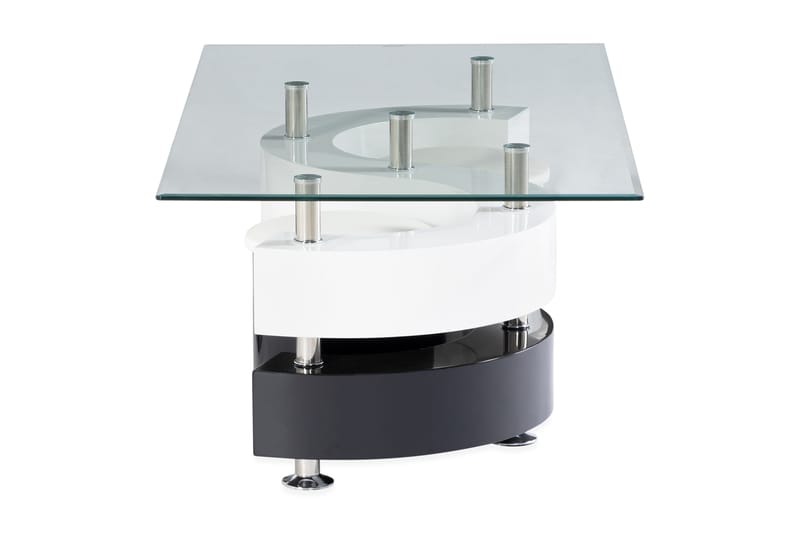 Turney Sofabord 130 cm - Glass/Hvit/Svart - Sofabord