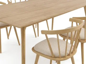 Tyrö spisegruppe 190 cm eik med 6 stk. Tyrö karmstoler med pute - Eik - Møbler - Bord - Spisegrupper