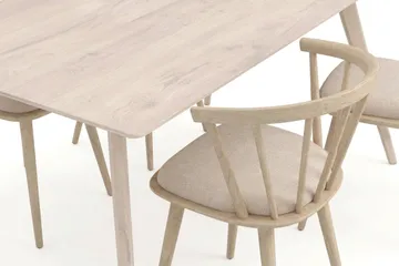 Tyrö spisegruppe 190 cm Whitewash med 6 stk. Tyrö karmstoler med pute - Hvitbeiset eik - Møbler - Bord - Spisegrupper