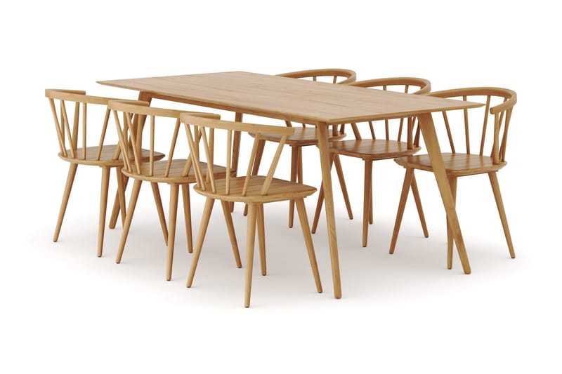 Tyrö Spisegruppe med 6 Tyrö Armstoler, Oak/Oak