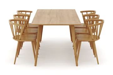Tyrö Spisegruppe med 6 Tyrö Armstoler - Oak/Oak - Møbler - Bord - Spisegrupper