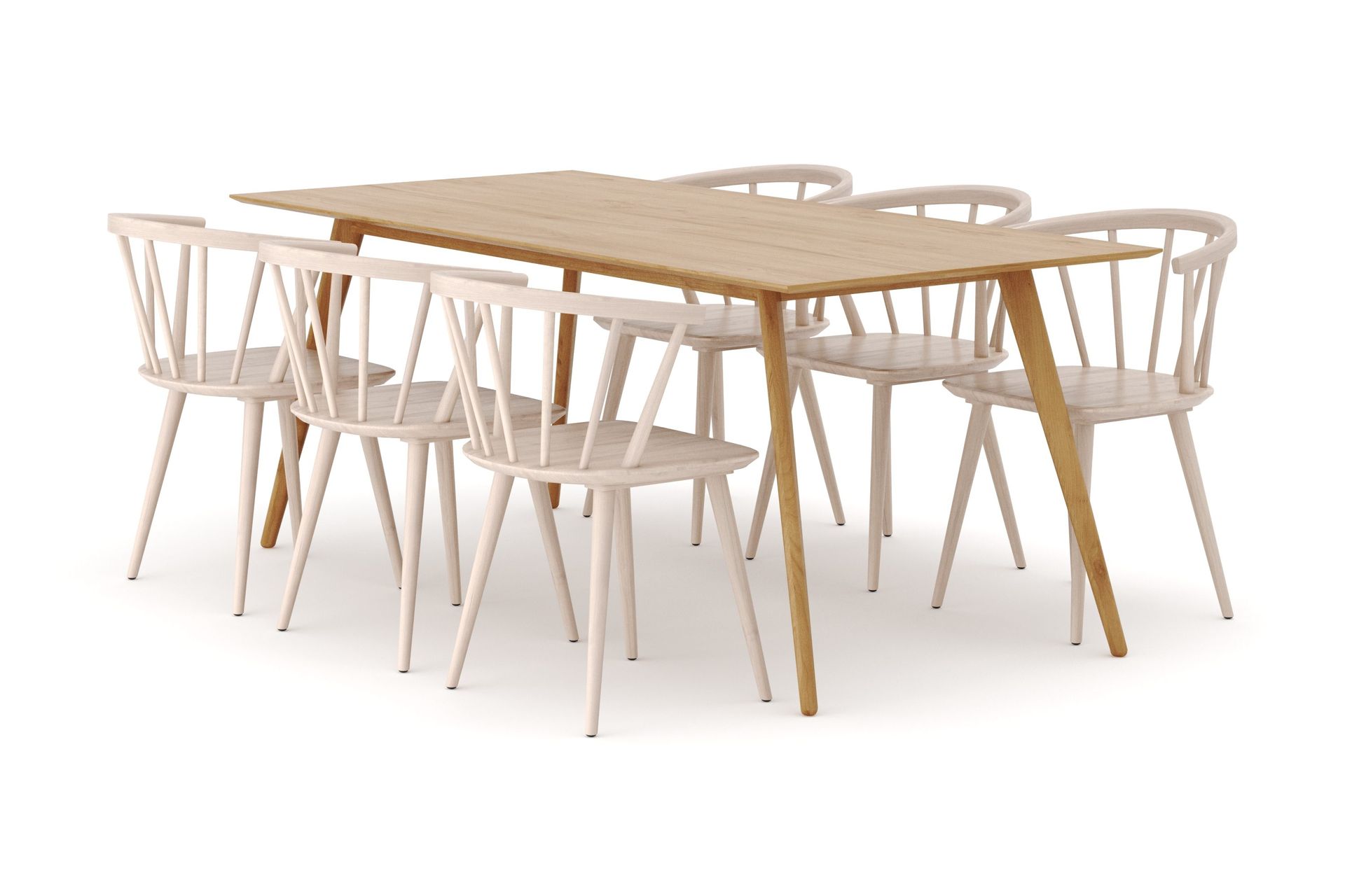 Tyrö Spisegruppe med 6 Tyrö Armstoler - Oak/Whitewash