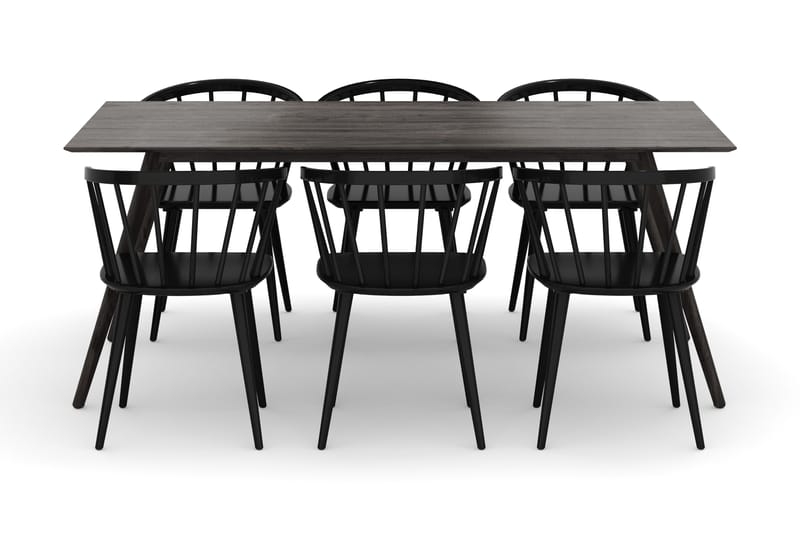 Tyrö Spisegruppe med 6 Tyrö Armstoler - Smoked Oak/Black - Møbler - Bord - Spisegrupper