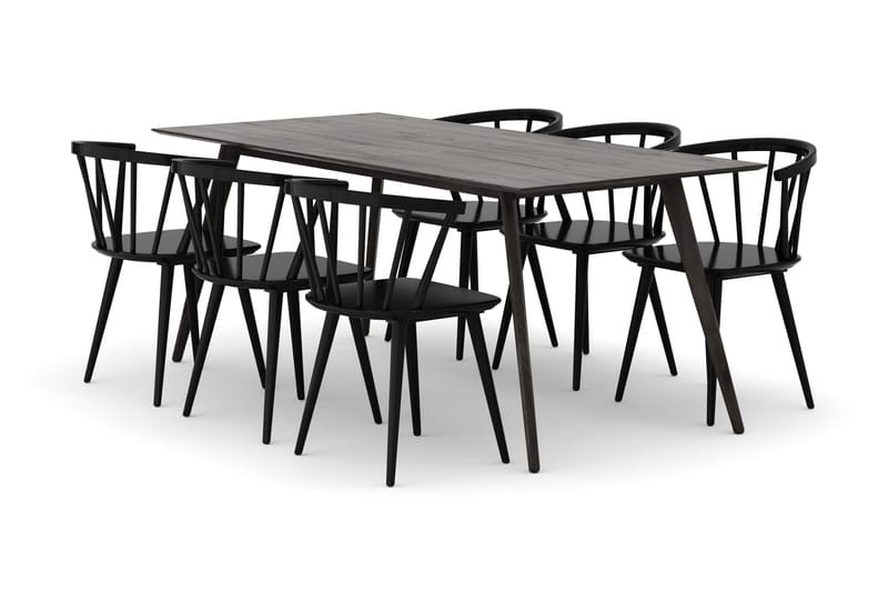 Tyrö Spisegruppe med 6 Tyrö Armstoler, Smoked Oak/Black