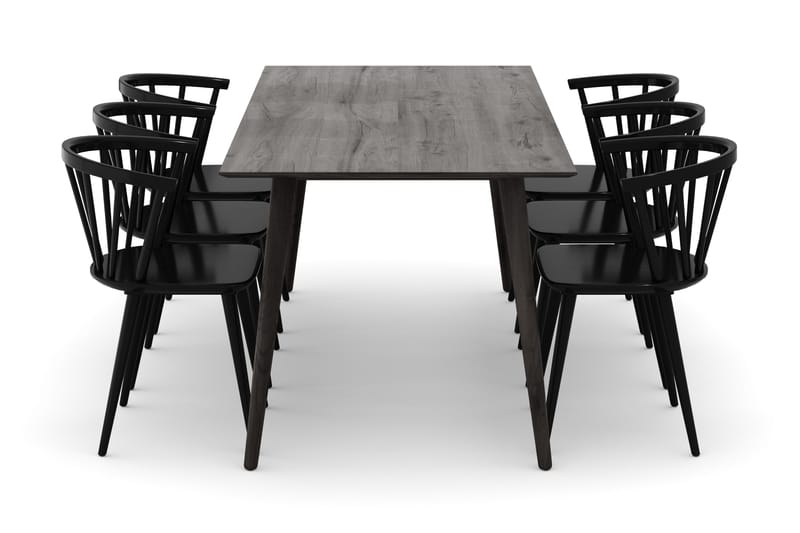 Tyrö Spisegruppe med 6 Tyrö Armstoler - Smoked Oak/Black - Møbler - Bord - Spisegrupper