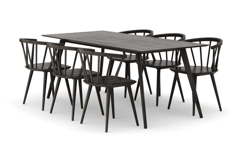 Tyrö Spisegruppe med 6 Tyrö Armstoler - Smoked Oak/Smoked Oak - Møbler - Bord - Spisegrupper