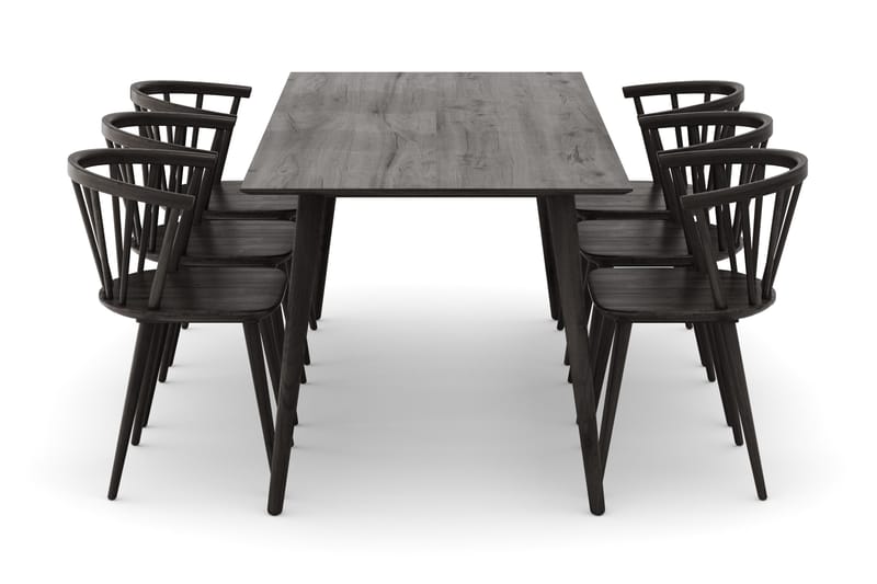 Tyrö Spisegruppe med 6 Tyrö Armstoler - Smoked Oak/Smoked Oak - Møbler - Bord - Spisegrupper