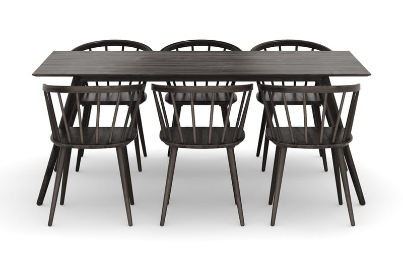 Tyrö Spisegruppe med 6 Tyrö Armstoler - Smoked Oak/Smoked Oak - Møbler - Bord - Spisegrupper