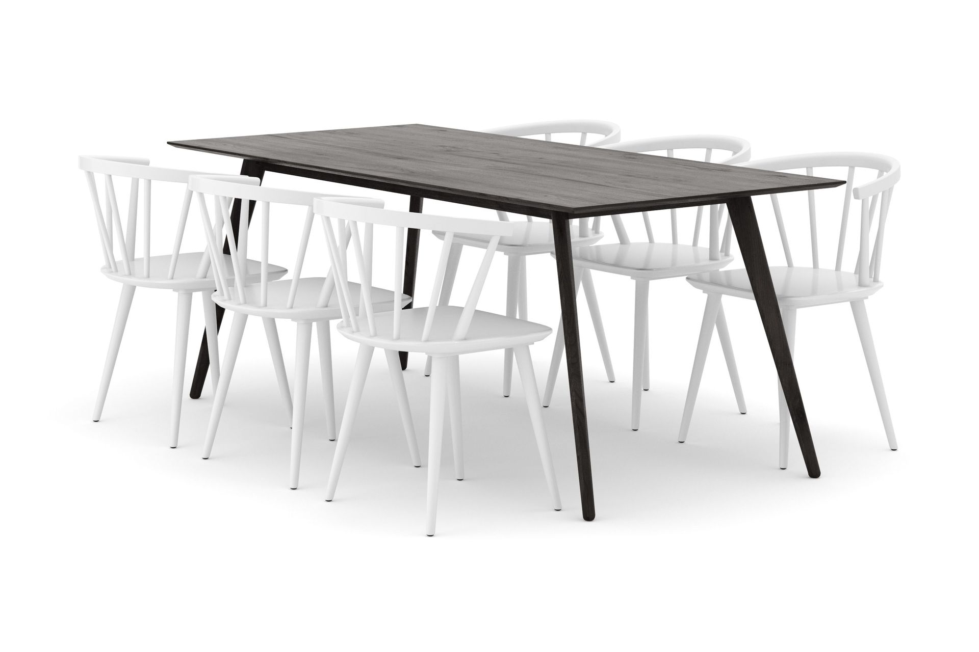 Tyrö Spisegruppe med 6 Tyrö Armstoler - Smoked Oak/White