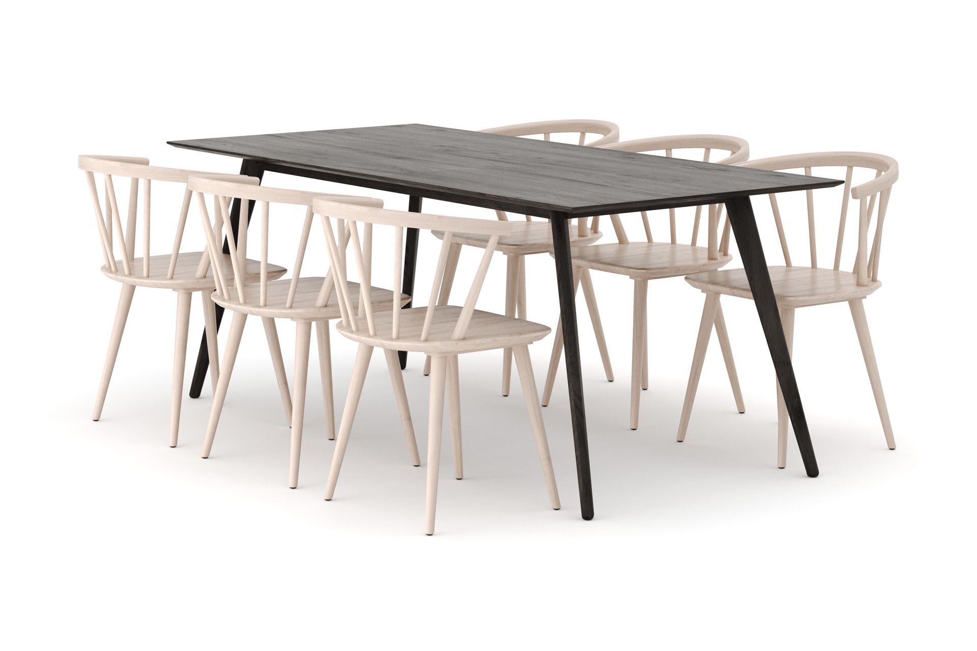 Tyrö Spisegruppe med 6 Tyrö Armstoler - Smoked Oak/Whitewash