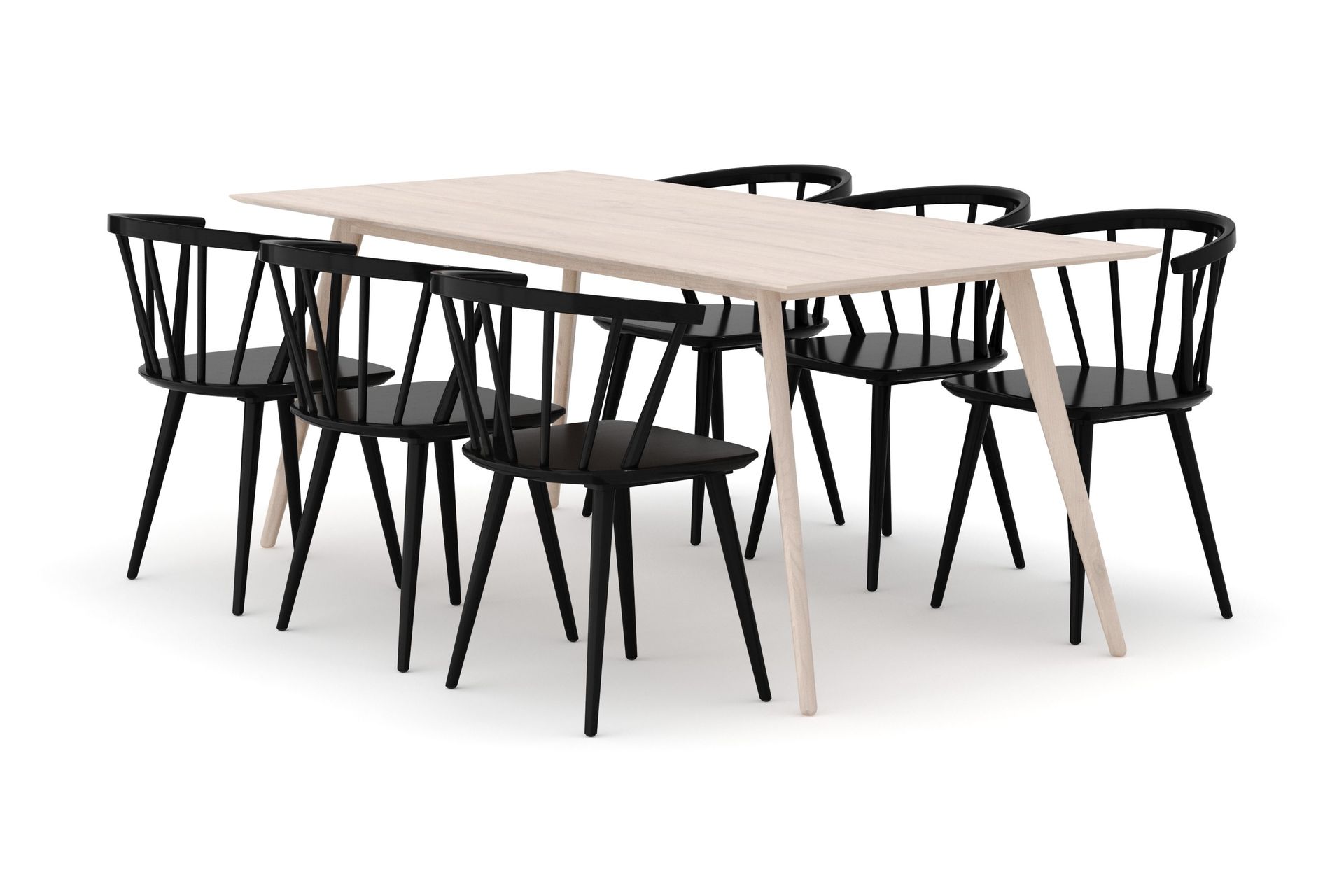 Tyrö Spisegruppe med 6 Tyrö Armstoler - Whitewash/Black