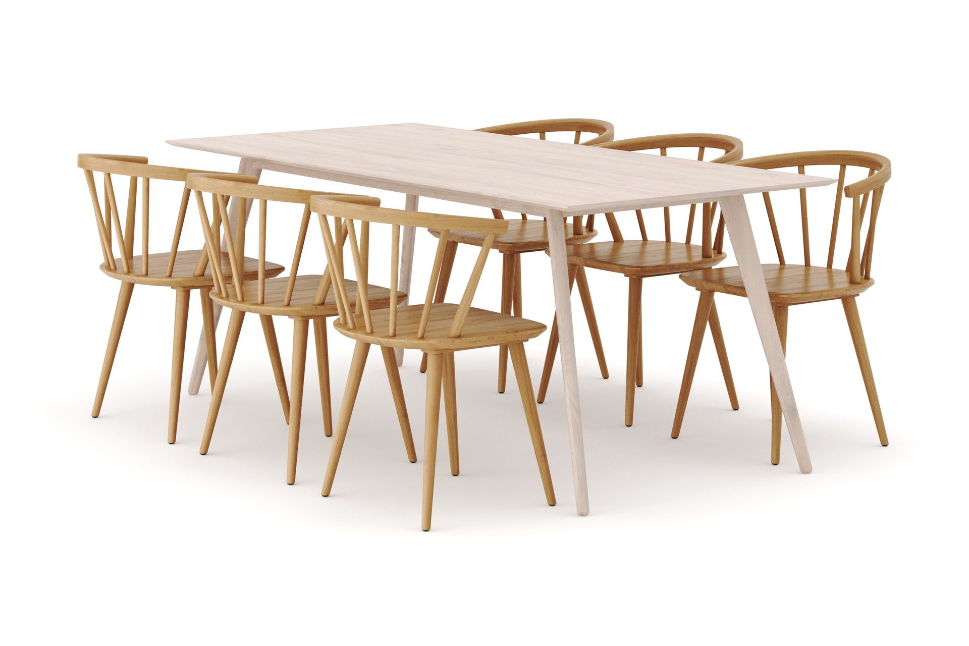 Tyrö Spisegruppe med 6 Tyrö Armstoler - Whitewash/Oak