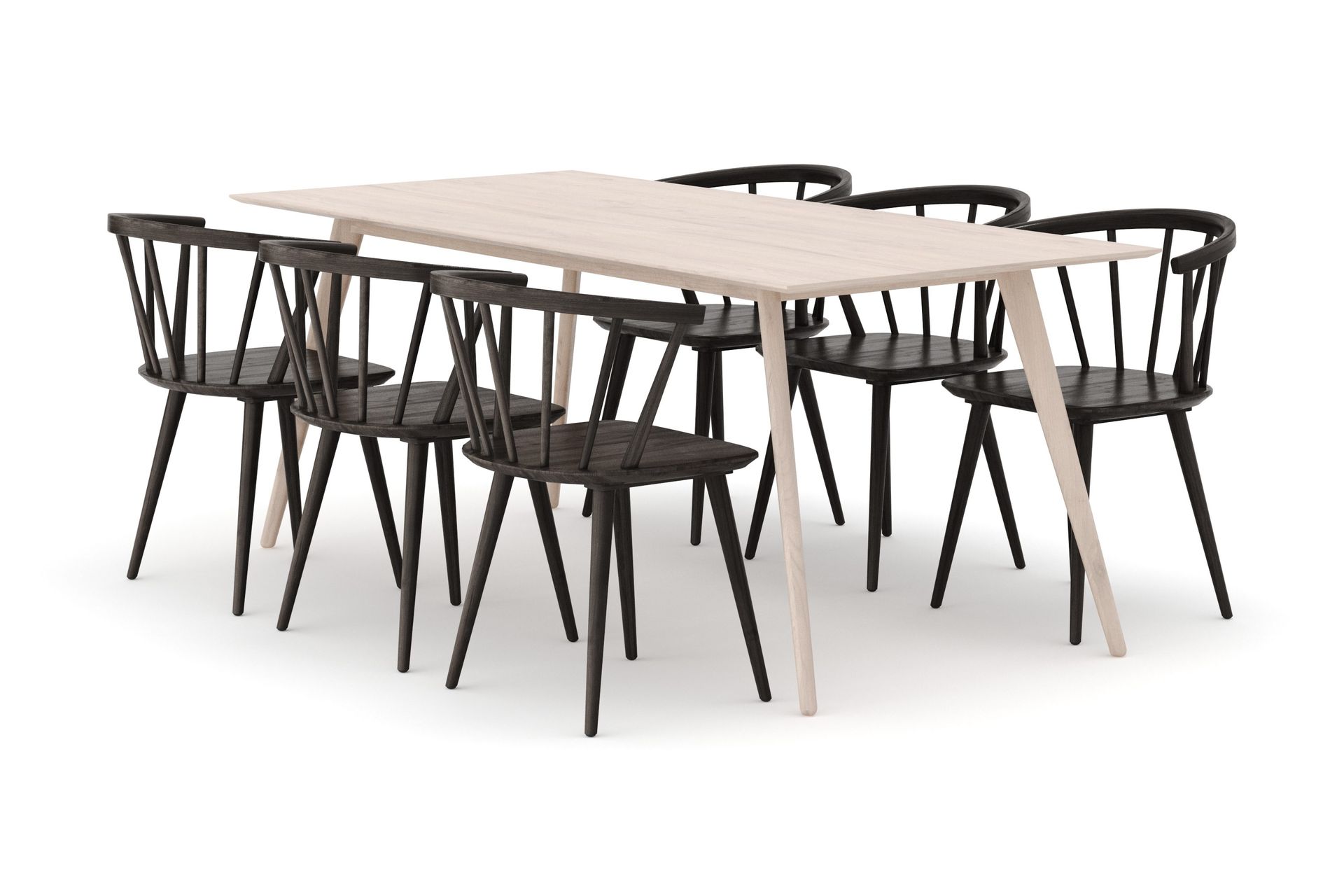 Tyrö Spisegruppe med 6 Tyrö Armstoler - Whitewash/Smoked Oak