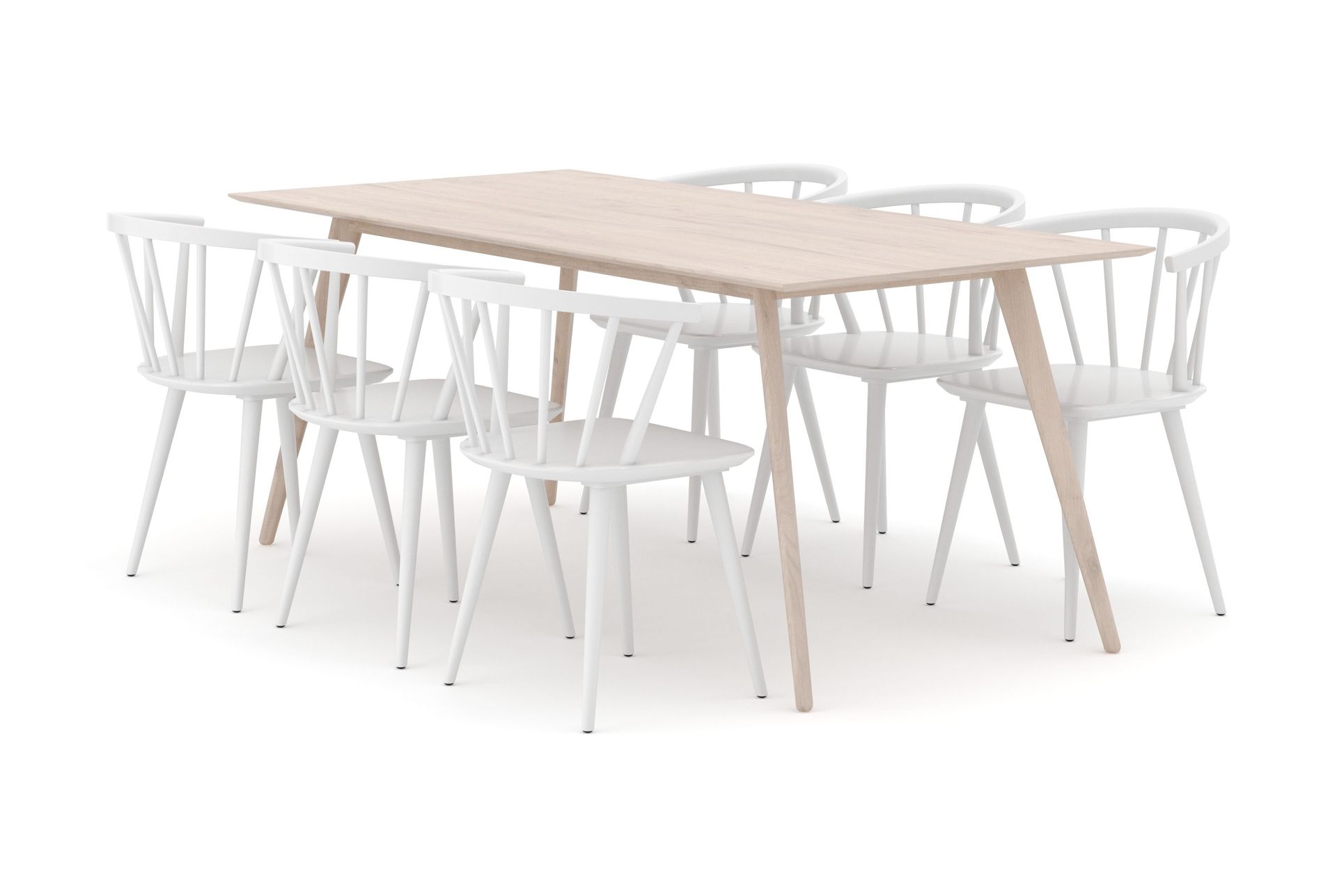 Tyrö Spisegruppe med 6 Tyrö Armstoler - Whitewash/White