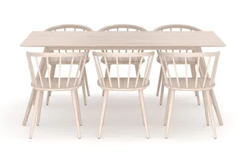 Tyrö Spisegruppe med 6 Tyrö Armstoler - Whitewash/Whitewash - Møbler - Bord - Spisegrupper