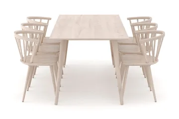 Tyrö Spisegruppe med 6 Tyrö Armstoler - Whitewash/Whitewash - Møbler - Bord - Spisegrupper